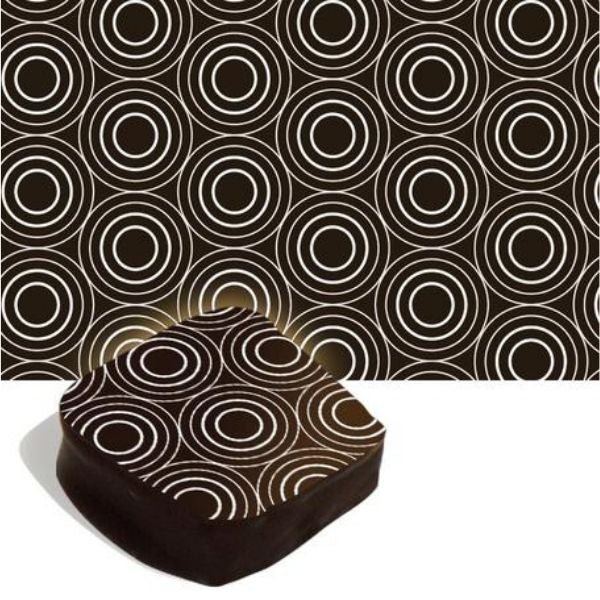 Chocolate Transfer Sheet with concentric white circles | Transfer para chocolate com multiplos circulos de cor branca