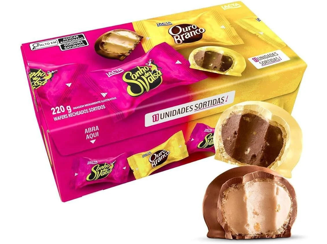 Caixa bombom MIX Ouro Branco e Sonho de Valsa (LACTA)