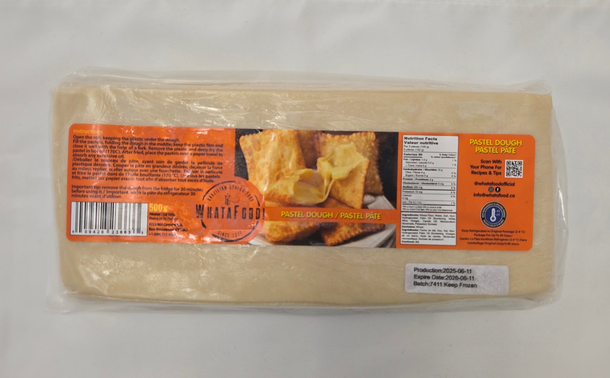 Massa de Pastel Congelada 500g (WHATAFOOD)