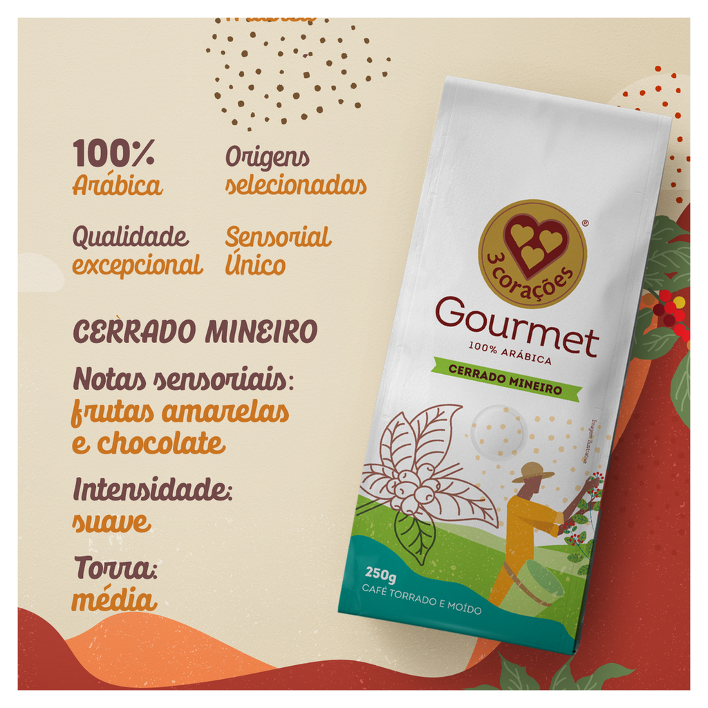 Café Torrado e Moído Gourmet - 100% Arábica (3 CORAÇÕES)