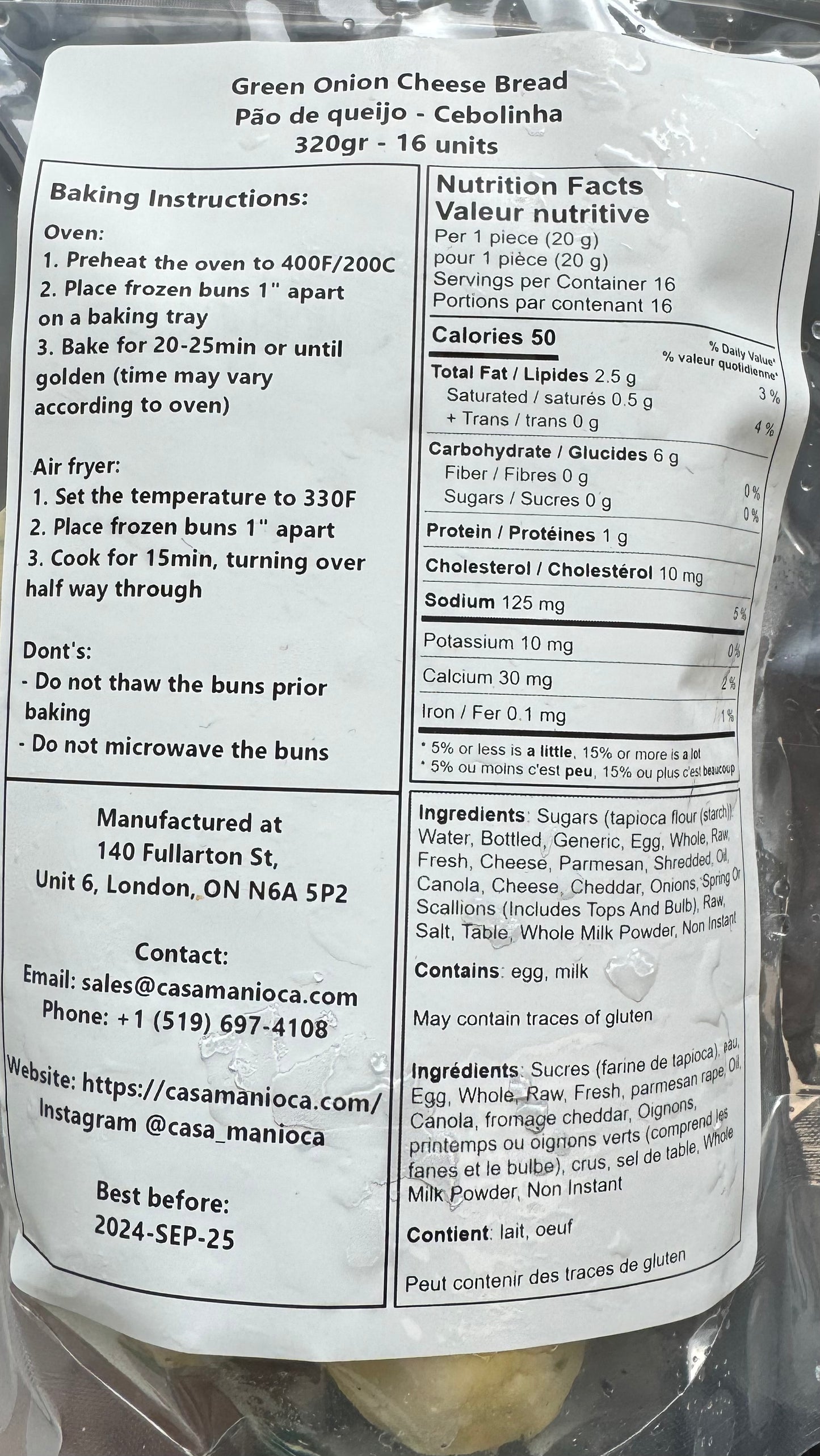 Pão de Queijo 320g  (CASA MANIOCA)