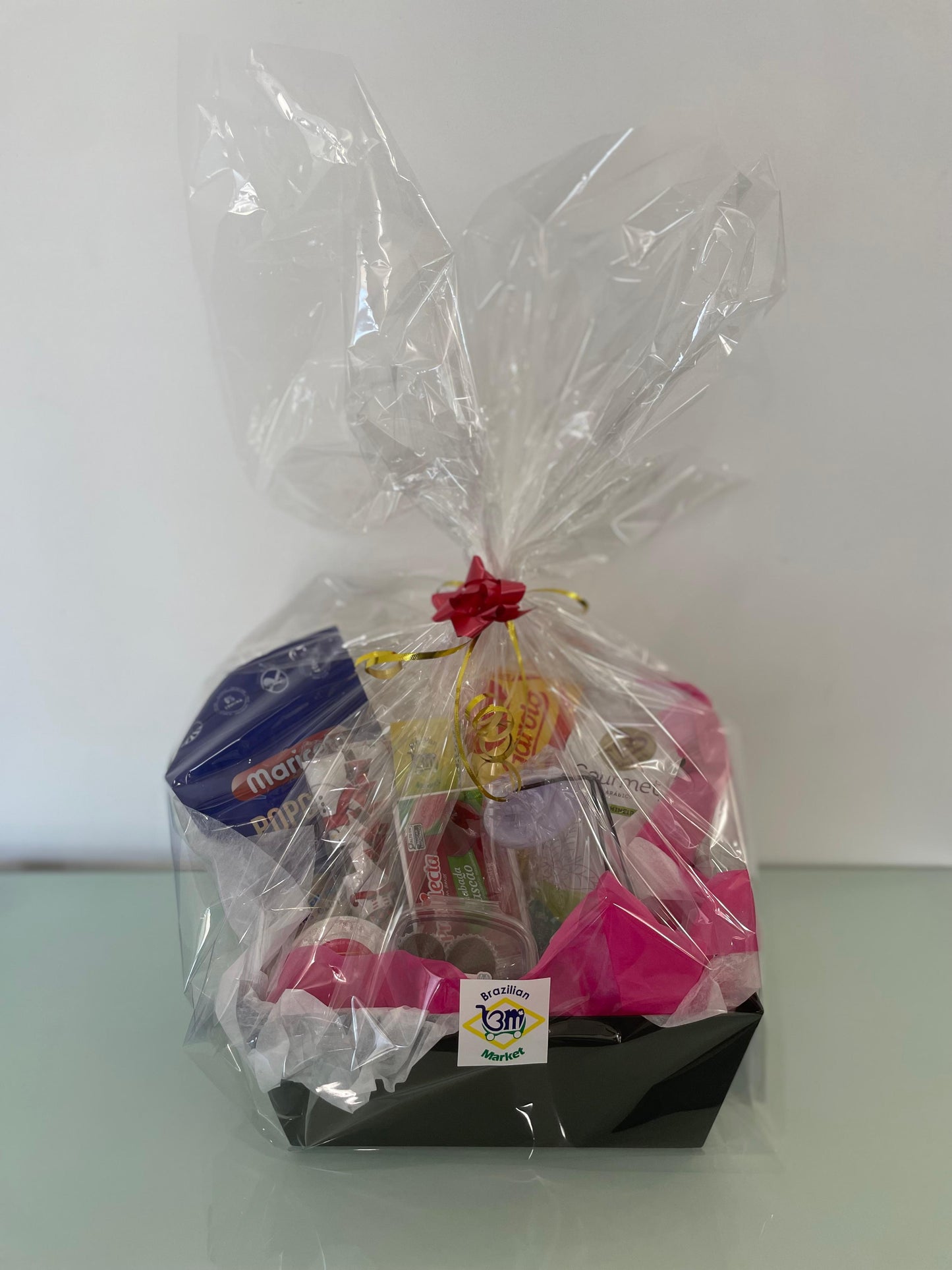 Cesta + embrulho + laço