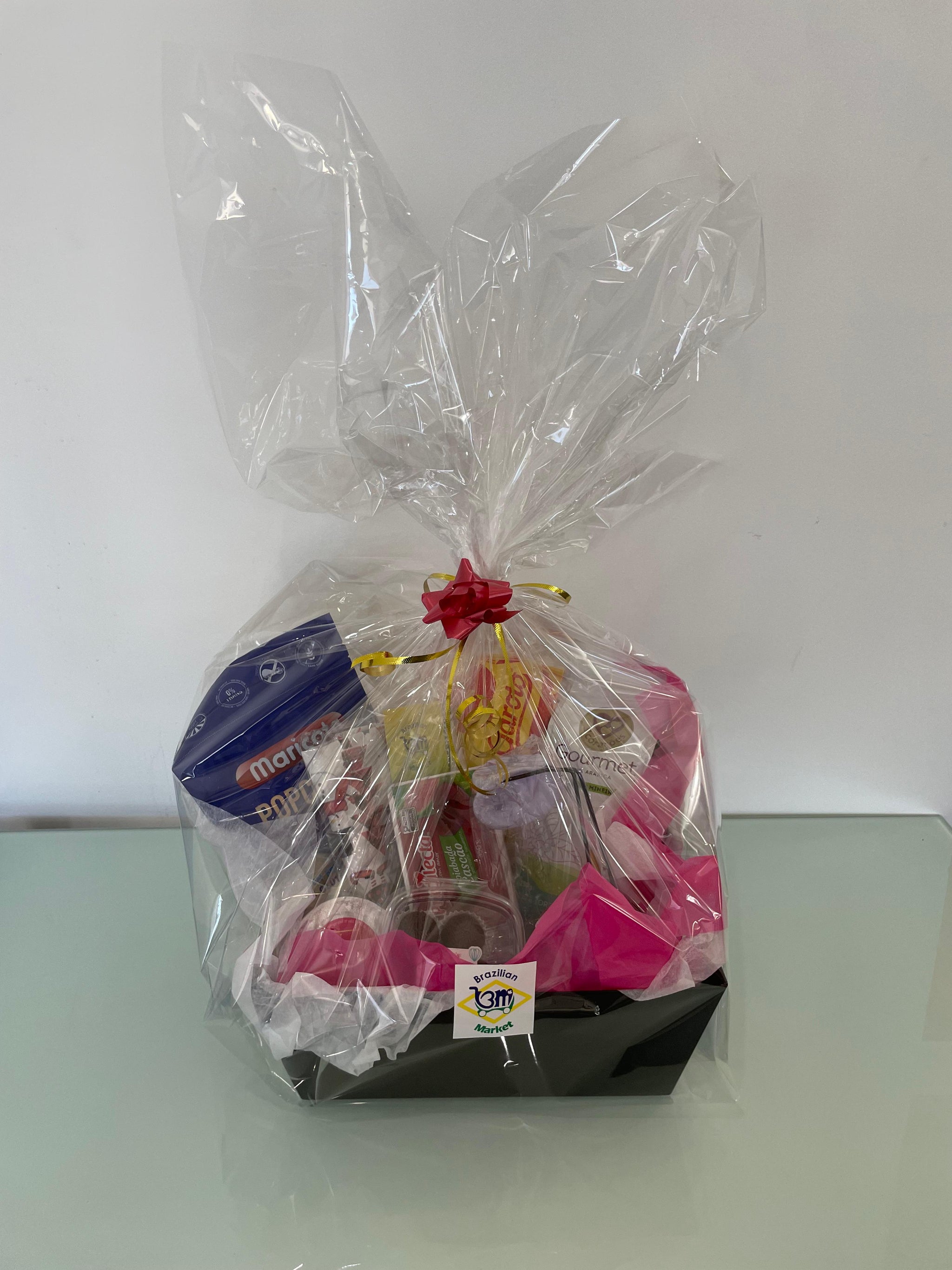 Cesta + embrulho + laço