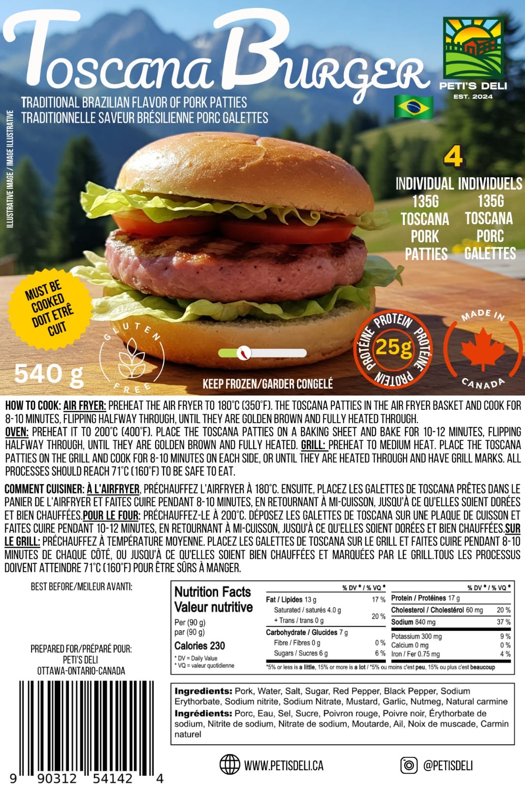 Toscana Burguer - 4 units (PETI'S DELI) - B.B: 13/March/2026