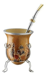 Cuia para chimarrão (suporte e bomba cromado) - FINAL SALE