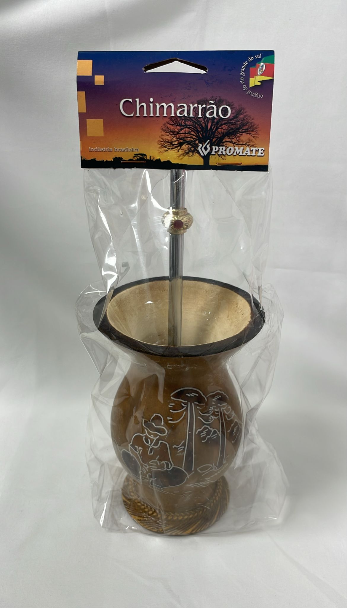 Cuia para chimarrão (suporte e bomba cromado) - FINAL SALE