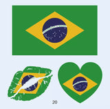 Tatuagem Brasil Corações e Bandeira