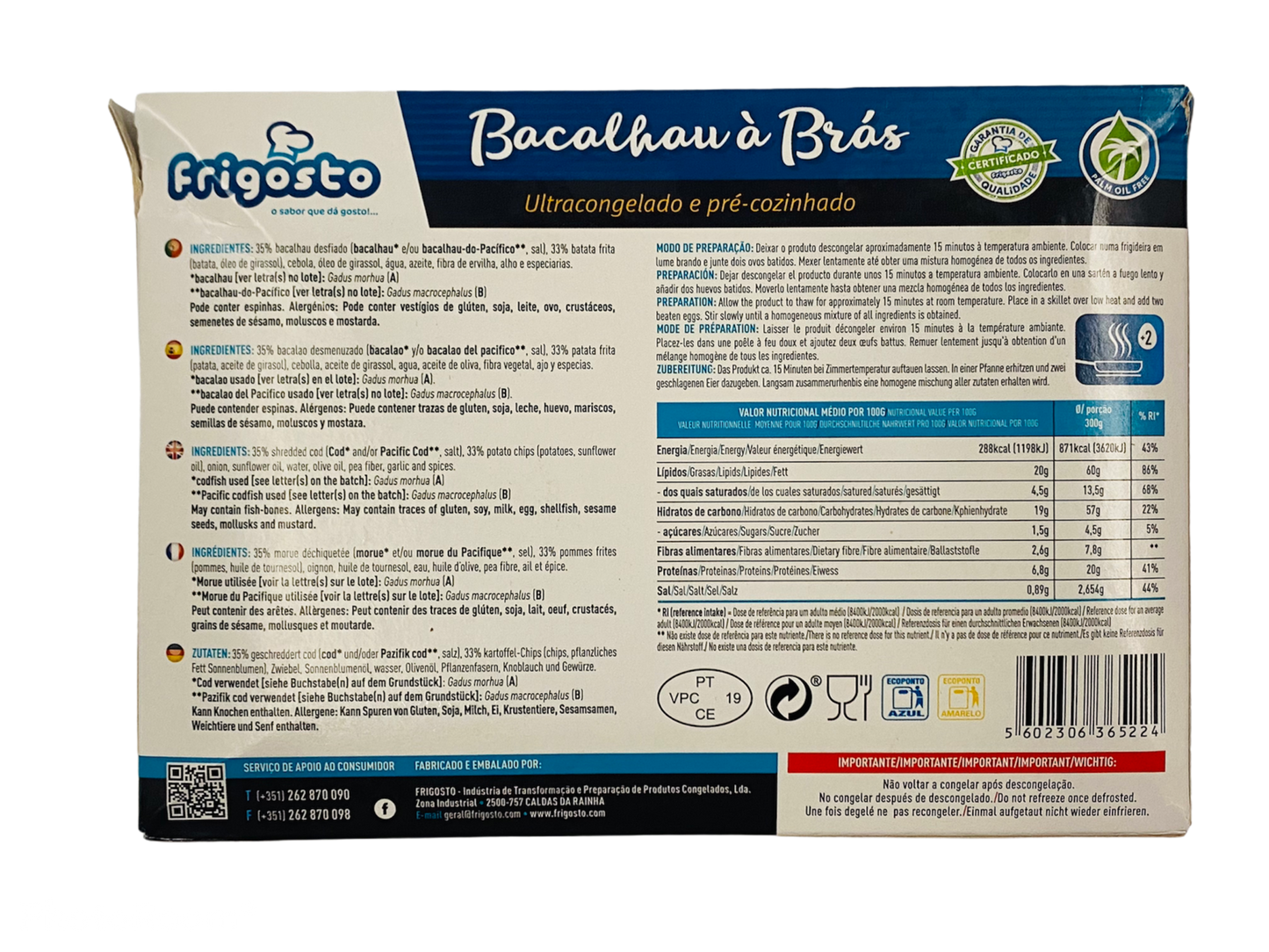 Prato Pronto de Bacalhau 380G (FRIGOSTO)