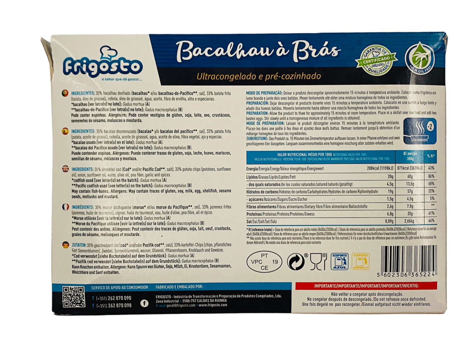 Prato Pronto de Bacalhau 380G (FRIGOSTO)