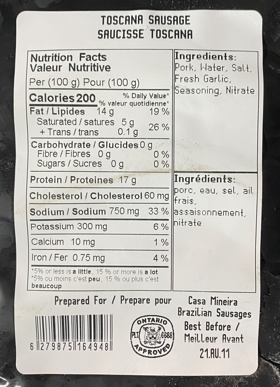 Linguiça de Porco Congelada (CASA MINEIRA)