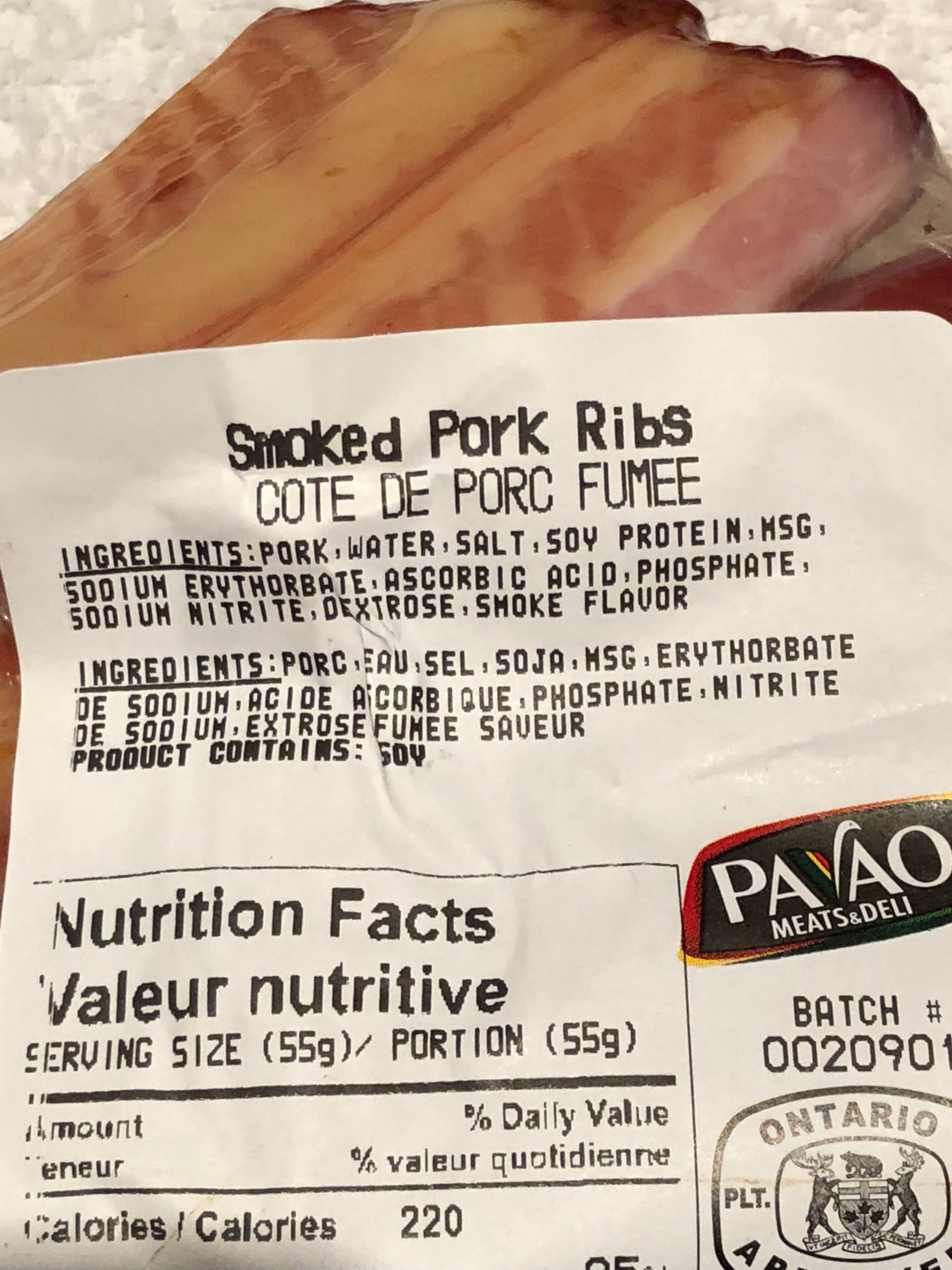 Costela de Porco Defumada (PAVÃO)