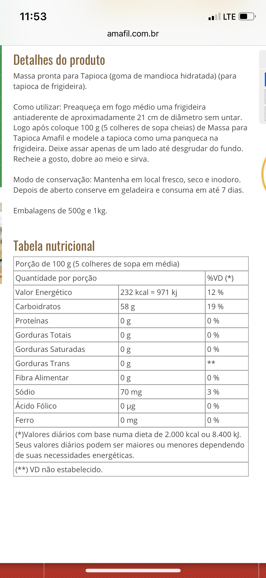 Goma de Tapioca Hidratada 500g (AMAFIL) B.B.:09/Aug/26