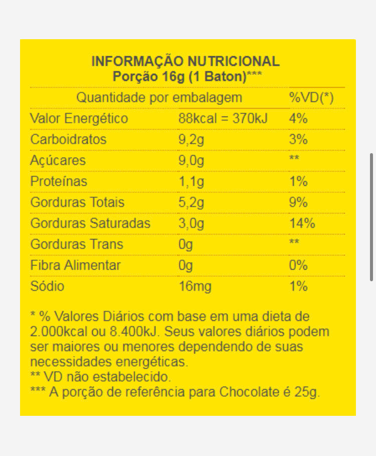 Baton Chocolate BRANCO (GAROTO)