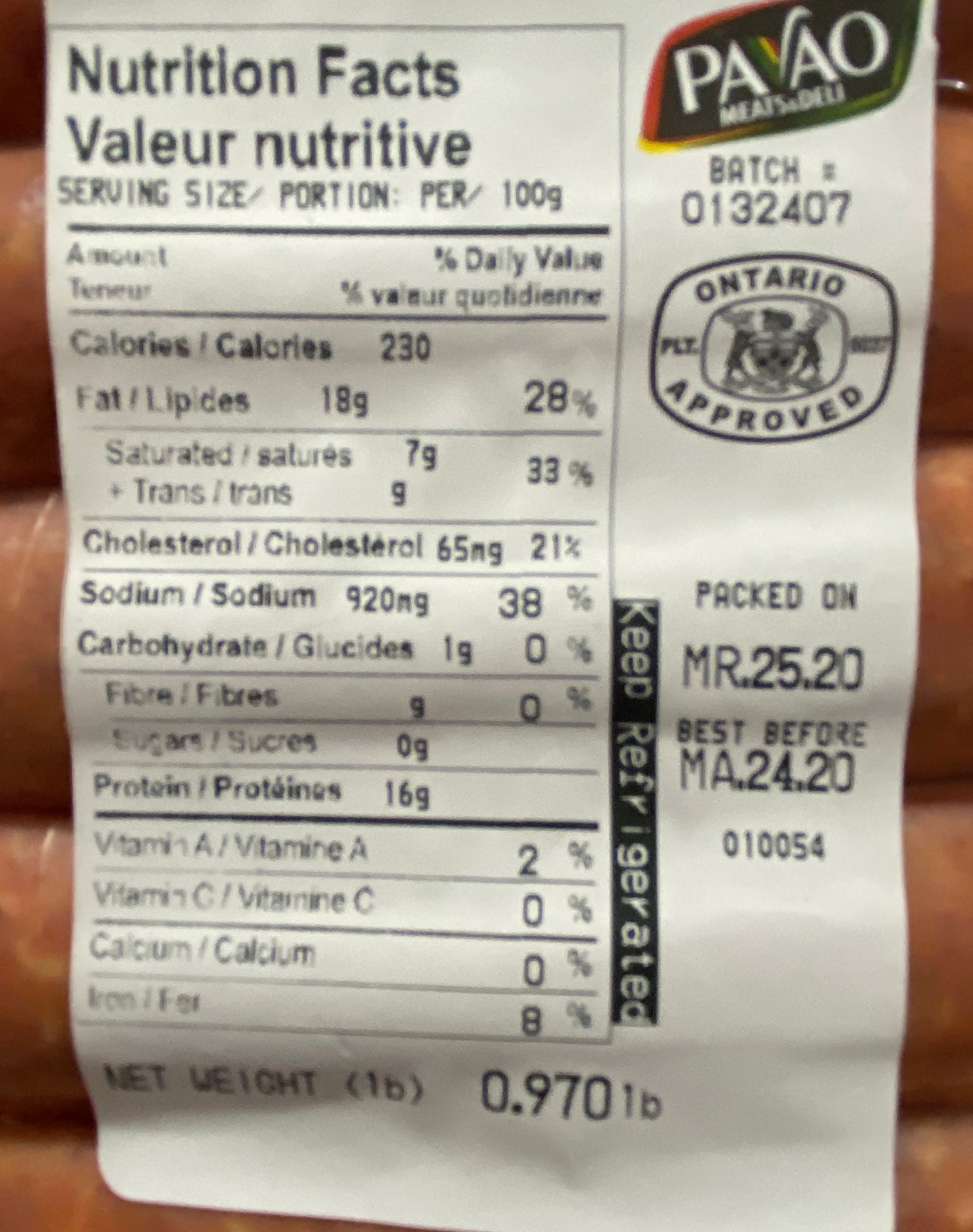 Linguiça CALABRESA (PAVÃO)