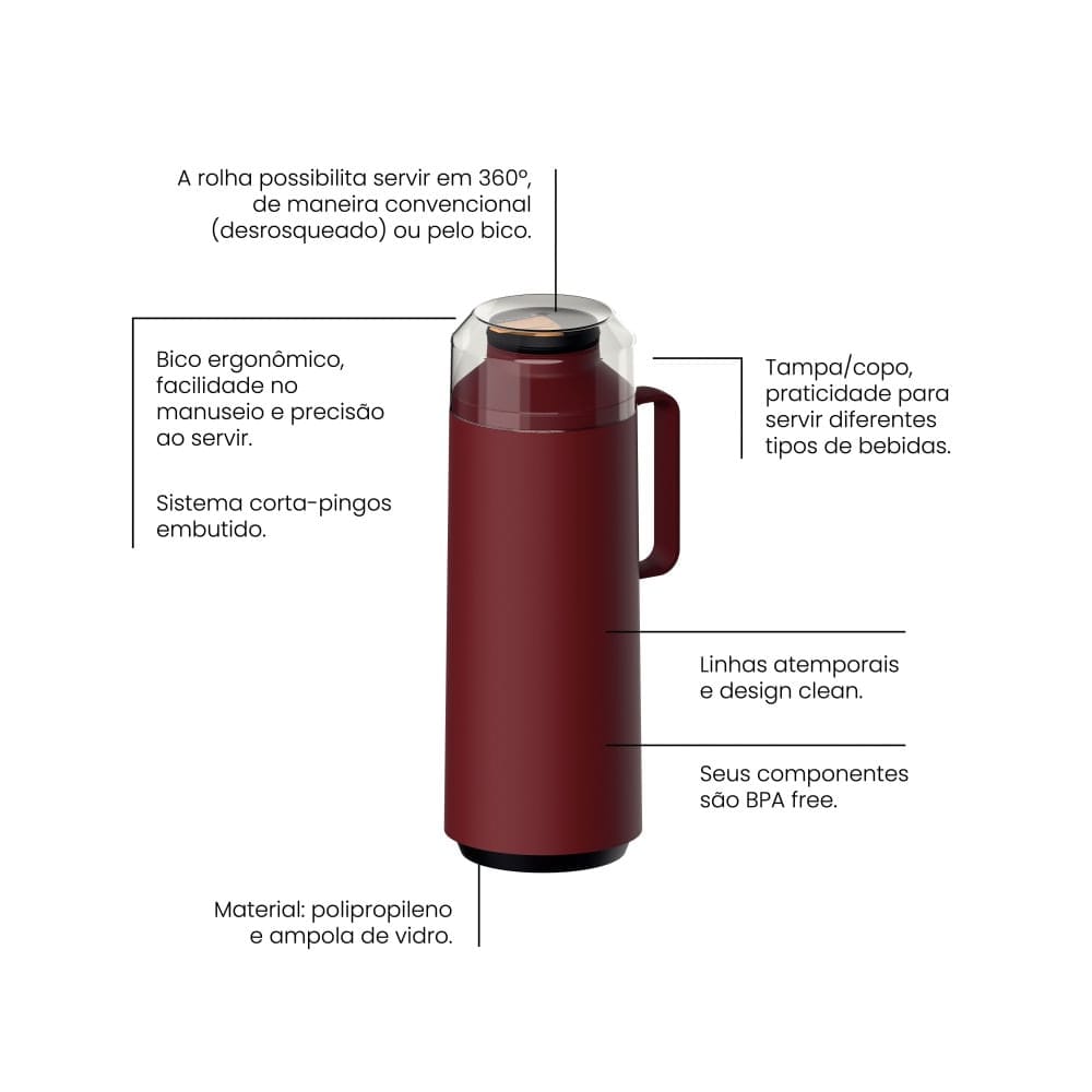 Garrafa Térmica - Vermelho Bordo (TRAMONTINA)
