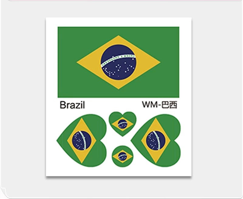 Tatuagem Brasil Corações e Bandeira