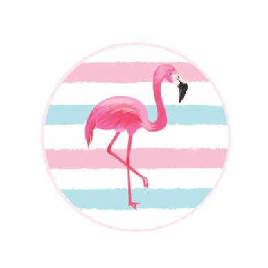 Round sticker - Flamingo theme - Adesivo redondo - Flamingo - Duster Festas 