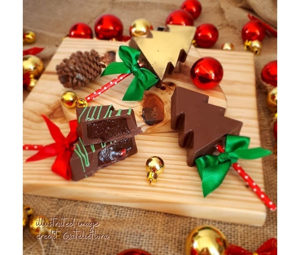 3 Piece Chocolate Mold - Christmas Tree Lollipop - PORTO FORMAS - Pirulito Pinheirinho 86