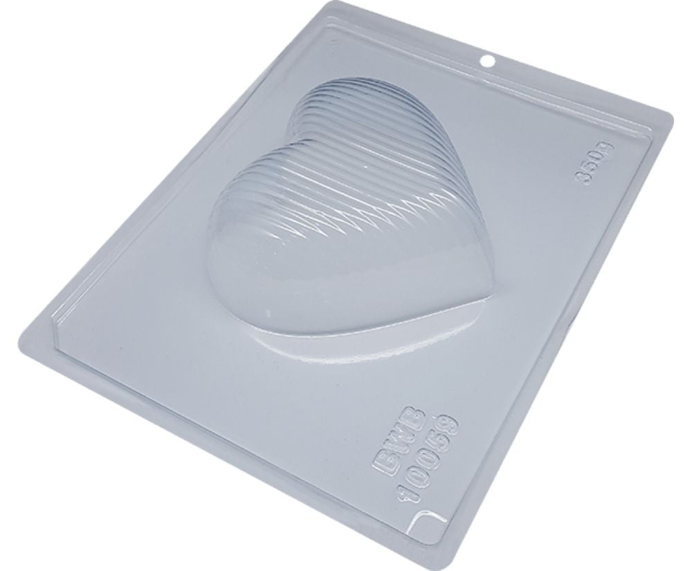 3 piece chocolate mold - Striped Heart - 350g | BWB 10059