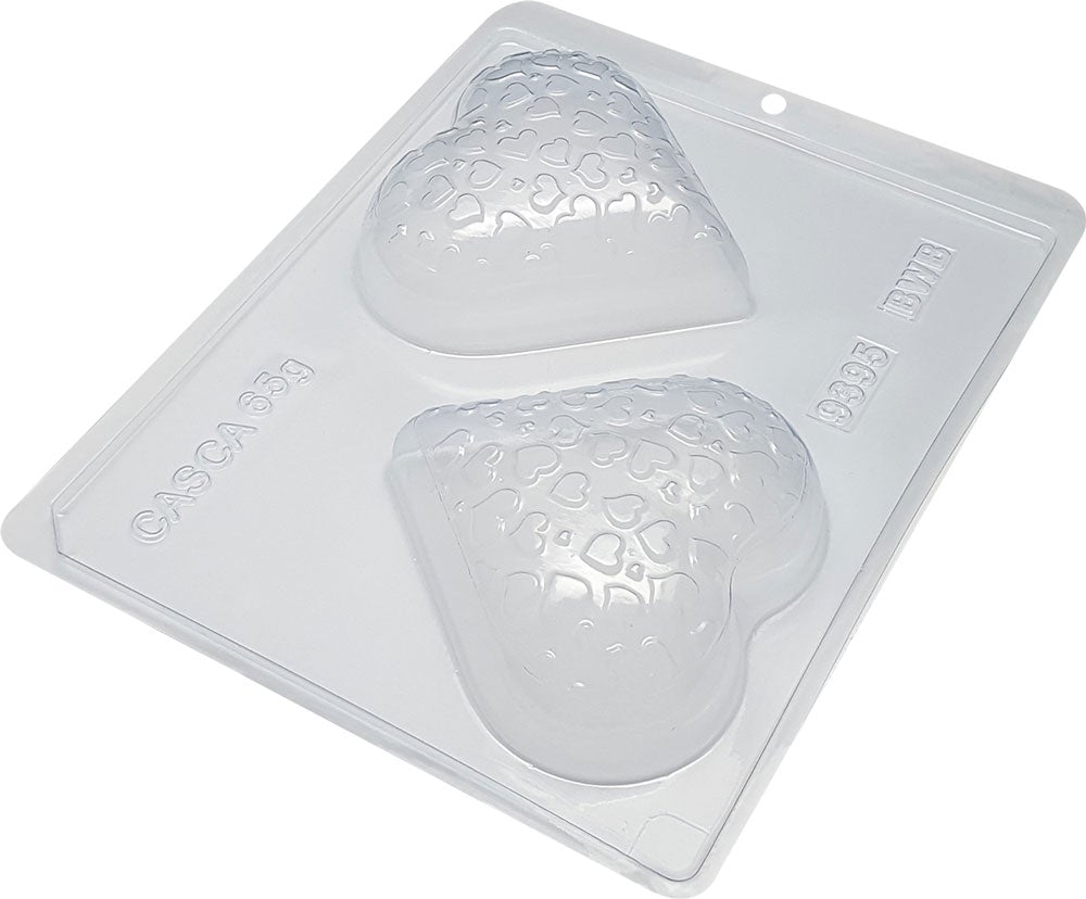 3 piece chocolate mold - Textured shaped heart - 200g | BWB 9395